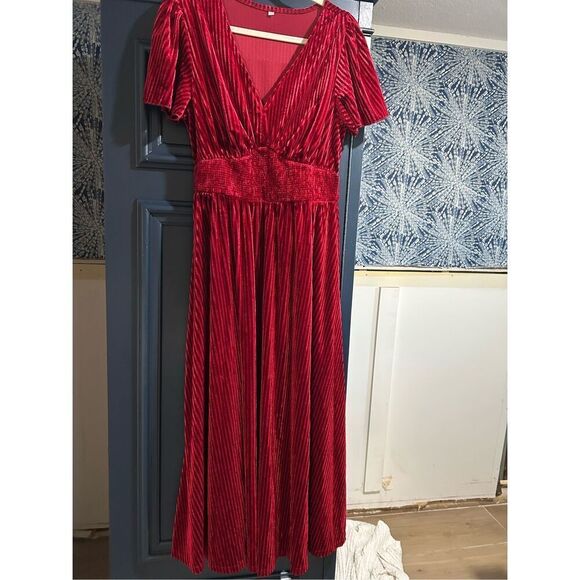 NEW Simplee Maxi Ribbed Flowy Wedding Guest Dress L - Picture 3 of 5